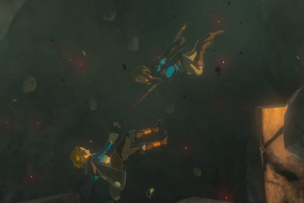 Image: Game of the Year nominees: Link jumping down and reaching out to save Princess Zelda from falling Game of the Year nominees: Link jumping down and reaching out to save Princess Zelda from falling