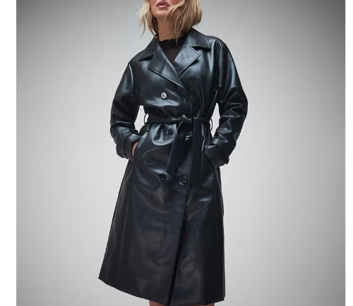 Missguided faux leather breasted trench coat from the House Of Fraser coats range.