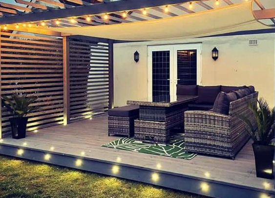 Outdoor Christmas lights and decorations: 48 LED string bulb warm white lights.