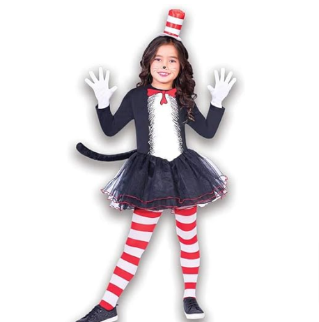 Unique World Book Day Costumes: A girl dressed up in a Cat In The Hat costume