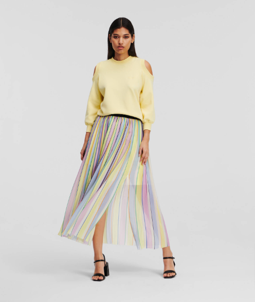 Pleated Striped Maxi Skirt from Karl Lagerfeld