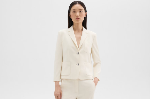 Theory clothes on sale: Boxy patch pocket rice colour blazer