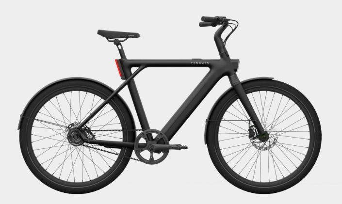The Tenways CGO009 Midnight Black e-bike against a white background