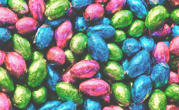 Image: A pile of small colourful Hotel Chocolat Easter eggs A pile of small colourful Hotel Chocolat Easter eggs