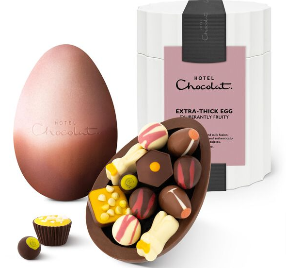 Image: Hotel Chocolate Easter eggs: Extra-thick Easter egg - Exuberantly fruity. Hotel Chocolate Easter eggs: Extra-thick Easter egg - Exuberantly fruity.