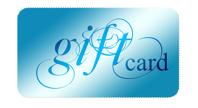 Blue Schuh gift card with fancy writing on it.
