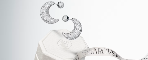 Swarovski moon-shaped earrings gift: Swarovski necklace and bracelet set