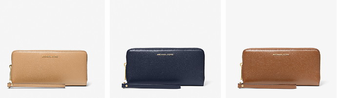 Michael Kors wristlet wallet in different colours.
