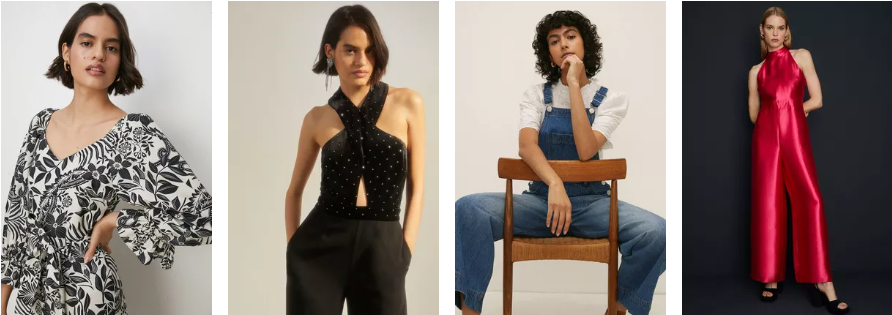 Young models wearing different style jumpsuits available at Debenhams.