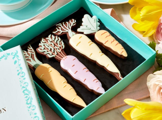 Image: Fortnum & Mason luxury Easter eggs: A box of carrot iced biscuits Fortnum & Mason luxury Easter eggs: A box of carrot iced biscuits