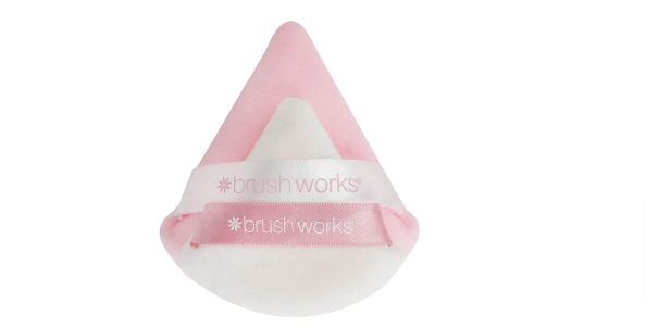 Image: Cheap makeup and beauty products: brushworks duo powder puff white and pink triangular sponges. Cheap makeup and beauty products: brushworks duo powder puff white and pink triangular sponges.
