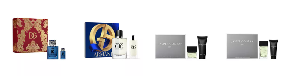 Different branded perfume and cologne gift sets for men