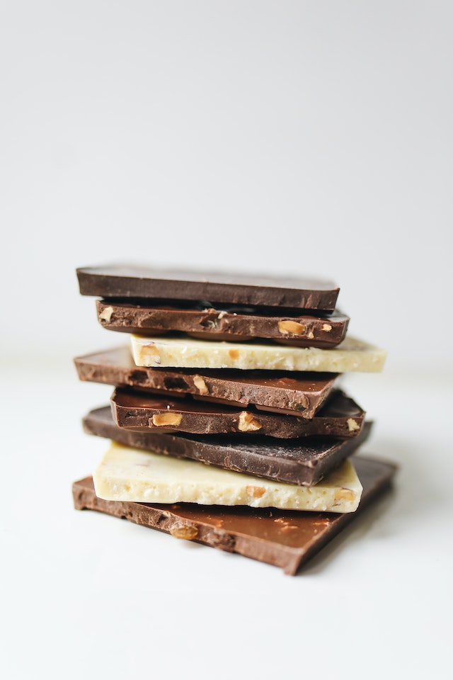 A stack of eight slabs of chocolate ready for World Chocolate Day 2023