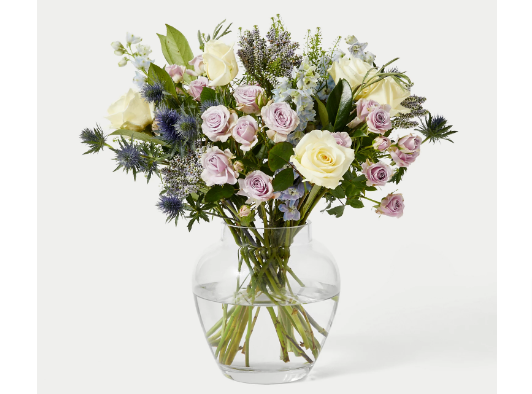 Image: M&S Mother’s Day box: Delphinium and rose bouquet for Mother’s Day M&S Mother’s Day box: Delphinium and rose bouquet for Mother’s Day