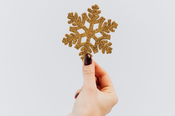 Best outdoor Christmas Decorations: A hand holding an affordable Christmas decoration.
