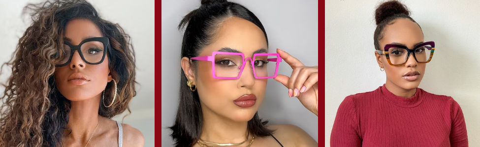 Women wearing different pairs of cheap prescription glasses online