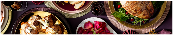 Turkey for Christmas dinner and other Sainsbury's food-to-order plated meals arranged on a table