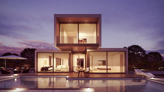 Homes to buy: Beautiful modern home with large pool and lovely sunset in the background
