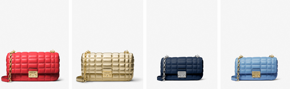 A variety of sling shoulder Michael Kors bags for women in different colours.