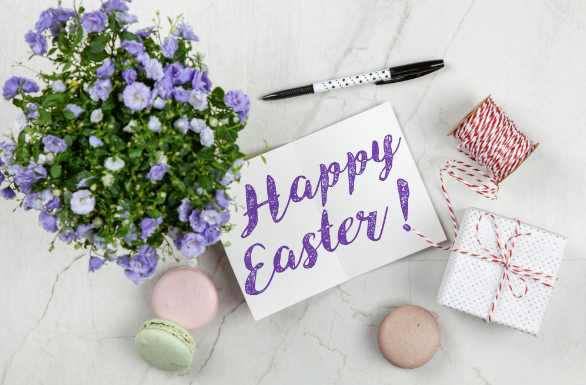 Image: Hotel Chocolat easter eggs: Easter gifts and flowers placed onto a table. Hotel Chocolat easter eggs: Easter gifts and flowers placed onto a table.