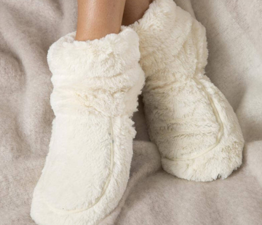 Image: Gift for your Valentine: Warmines cozy microwavable white slippers Gift for your Valentine: Warmines cozy microwavable white slippers