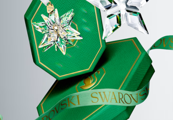 Swarovski Christmas tree earrings and Christmas decor.
