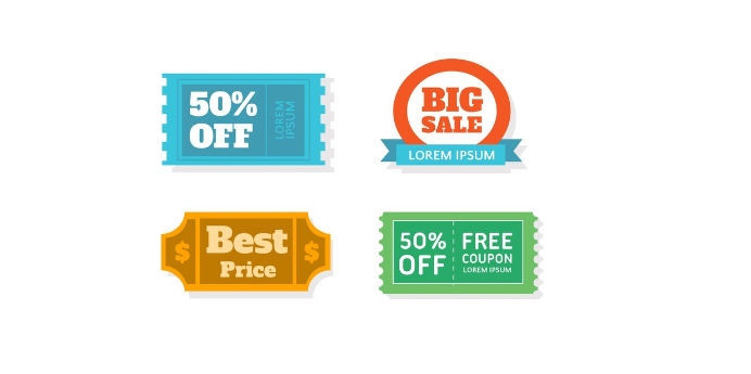 Bradstone Old Town Paving: Multi-coloured discount tickets with percentages on them