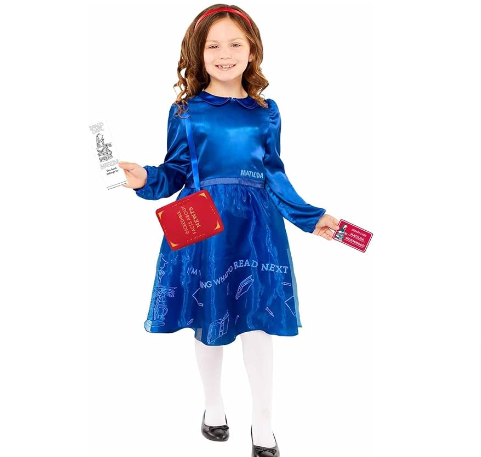 Unique World Book Day costume: A girl dressed up as the character Matilda.