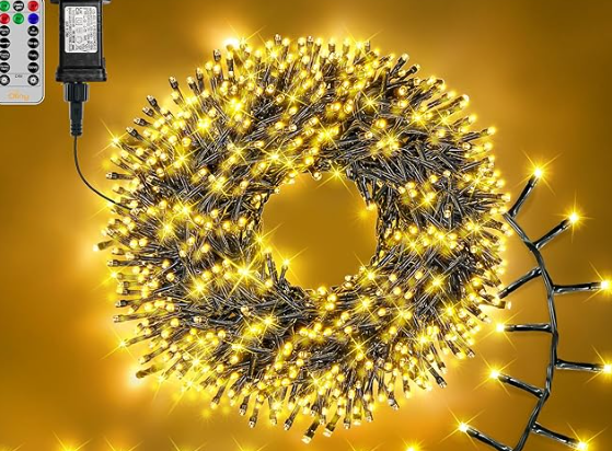 Outdoor Christmas lights and decorations: Ollny outdoor cluster Christmas lights.