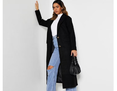 I Saw It First: Wool lined button-up longline coat from the House Of Fraser coats range.