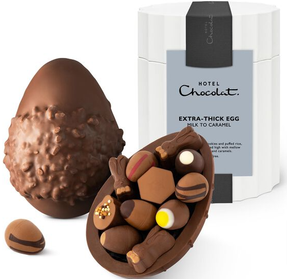 Image: Hotel Chocolat Easter eggs: Extra-thick caramel egg. Hotel Chocolat Easter eggs: Extra-thick caramel egg.