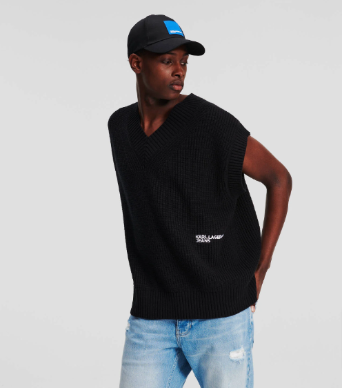 KLJ Oversized Jumper Vest from Karl Lagerfeld worn by a model