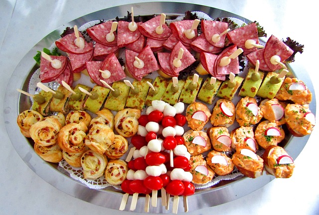 Easy nibbles to have with drinks: A platter with different rainbow nibbles to have on New Year’s Eve.