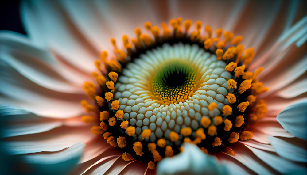 Image: Macro photo of beautiful flower with a yellow, white and black centre Macro photo of beautiful flower with a yellow, white and black centre
