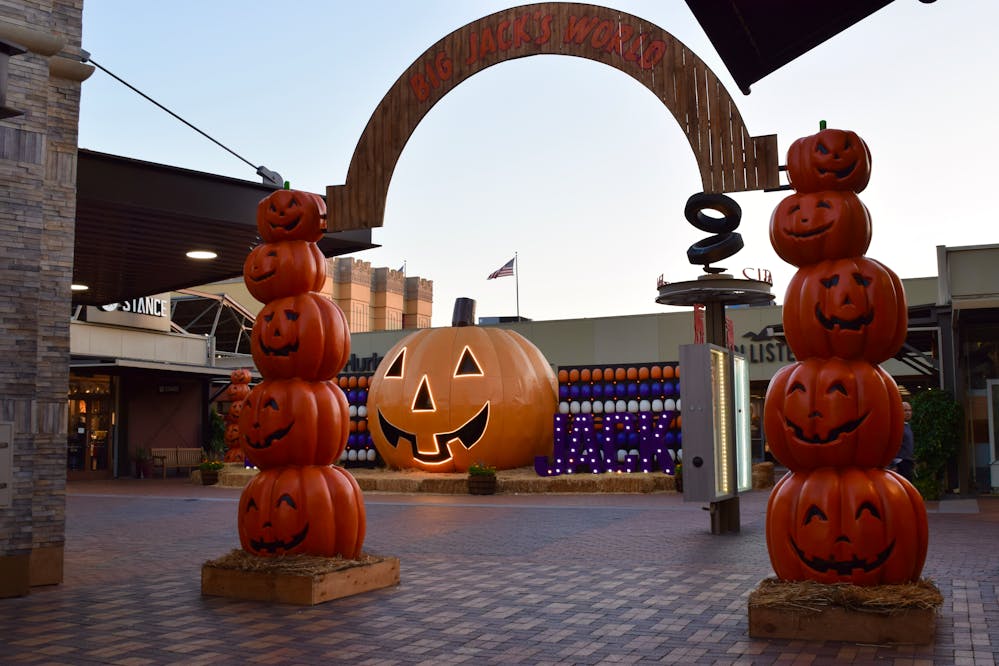 Things to do on Halloween: Halloween pumpkin decorations at a shopping centre
