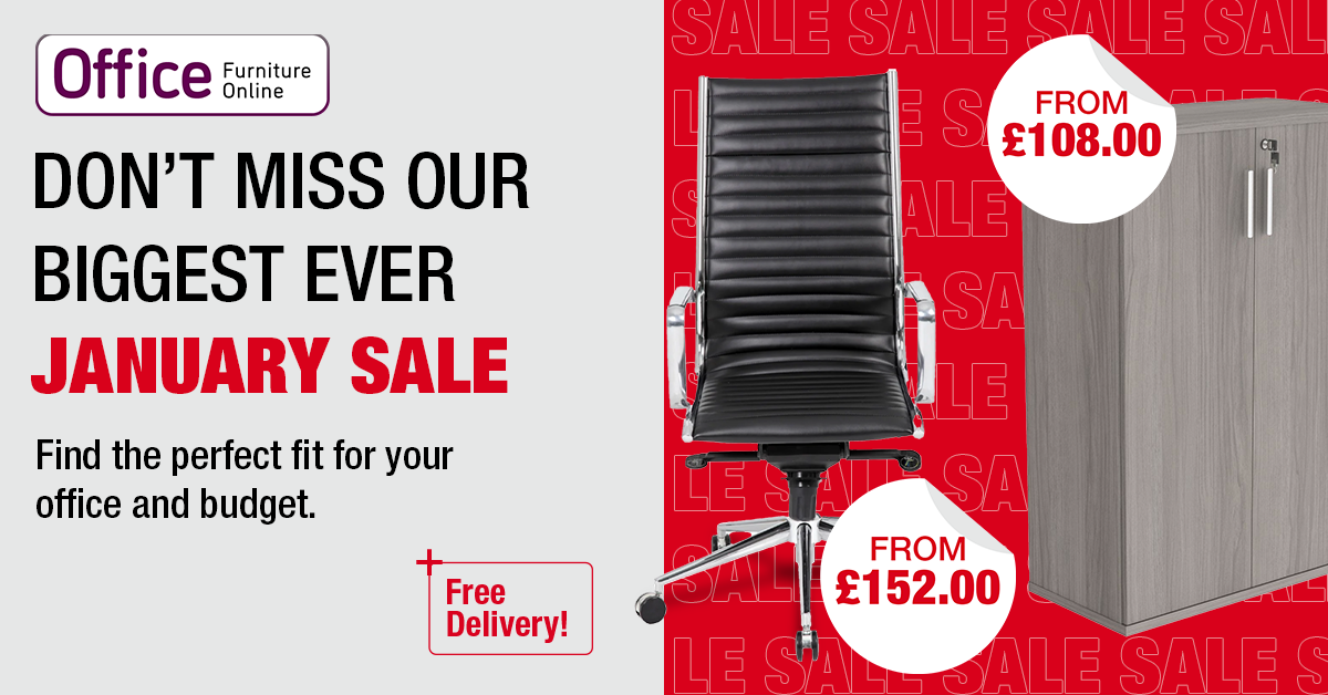 A poster for Office Furniture Online’s January furniture sale 