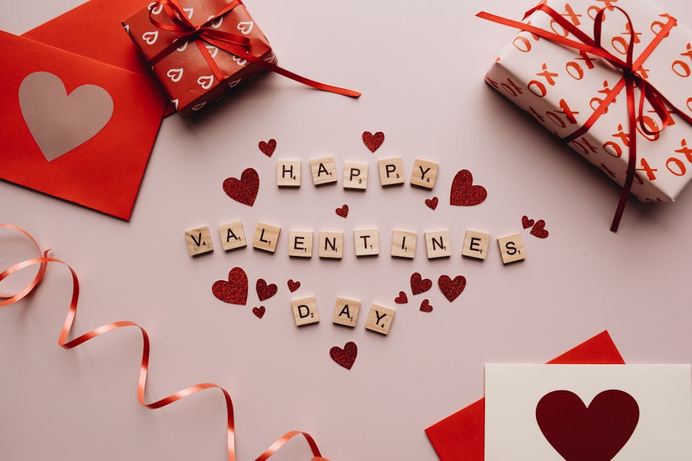 Valentine's Day gifts for friends: Happy Valentine’s Day spelt out with wooden blocks