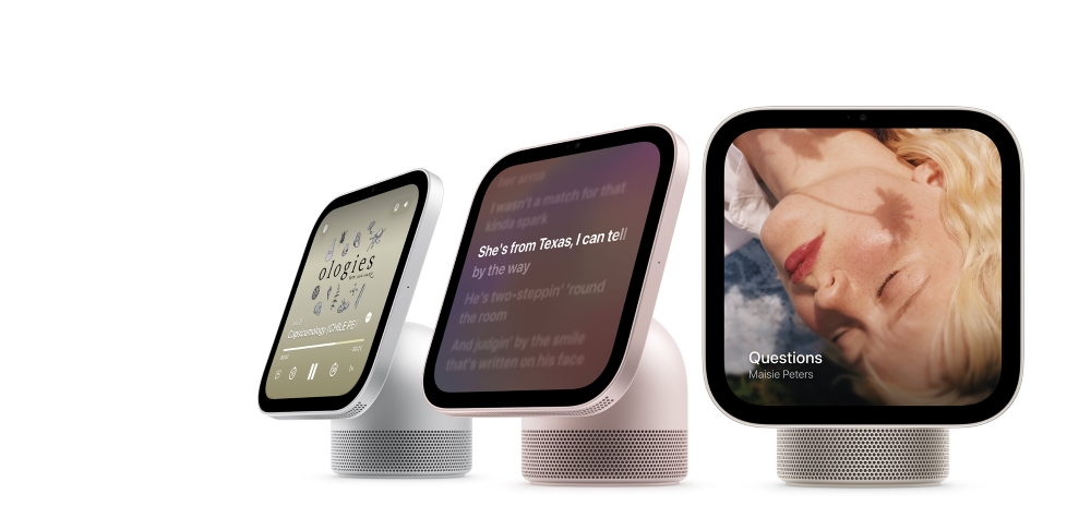 Three Apple HomeViews standing side-by-side on a white background