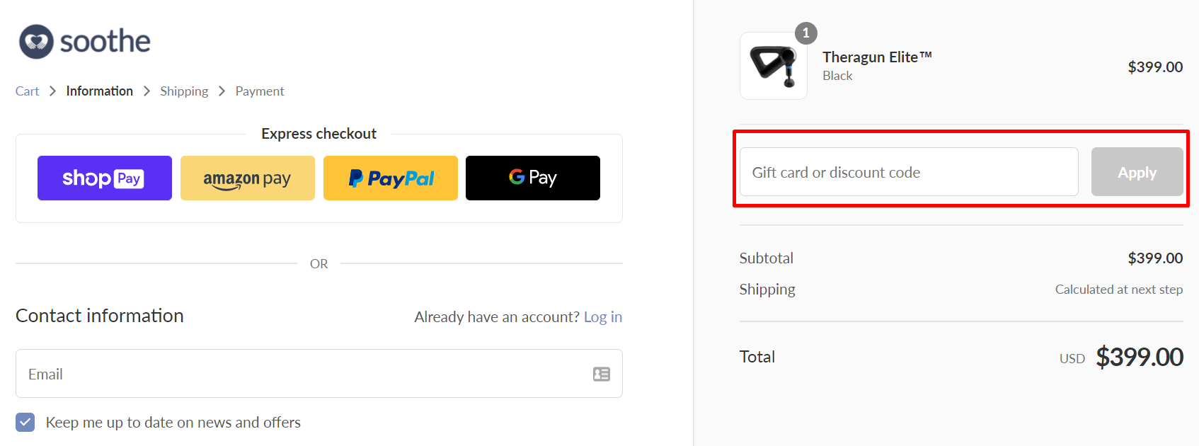 How do I use my Soothe discount code?