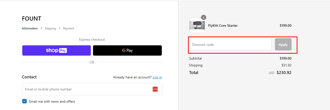 How do I use my Fount discount code?