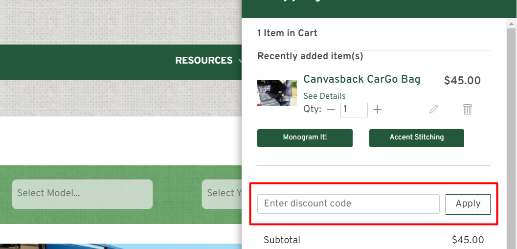 How do I use my Canvasback discount code?
