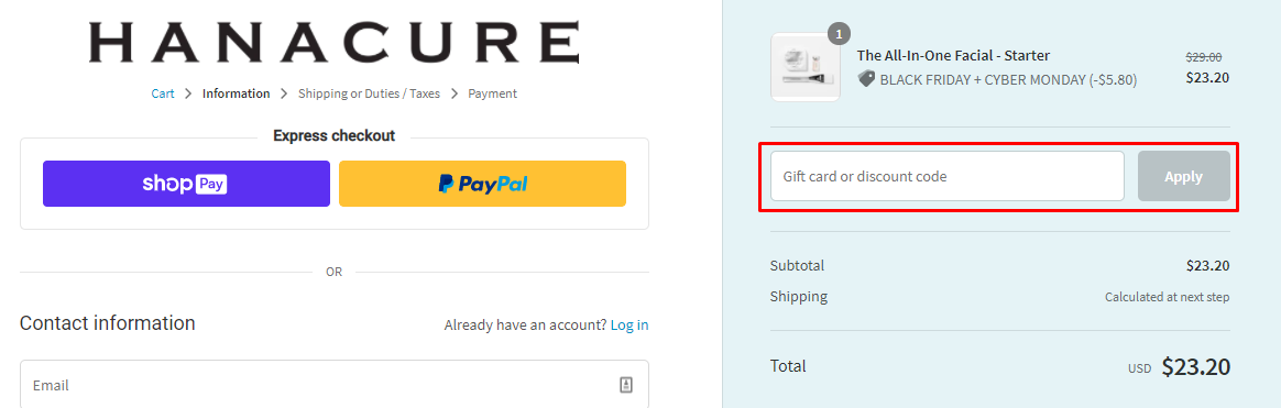 How do I use my Hanacure discount code?