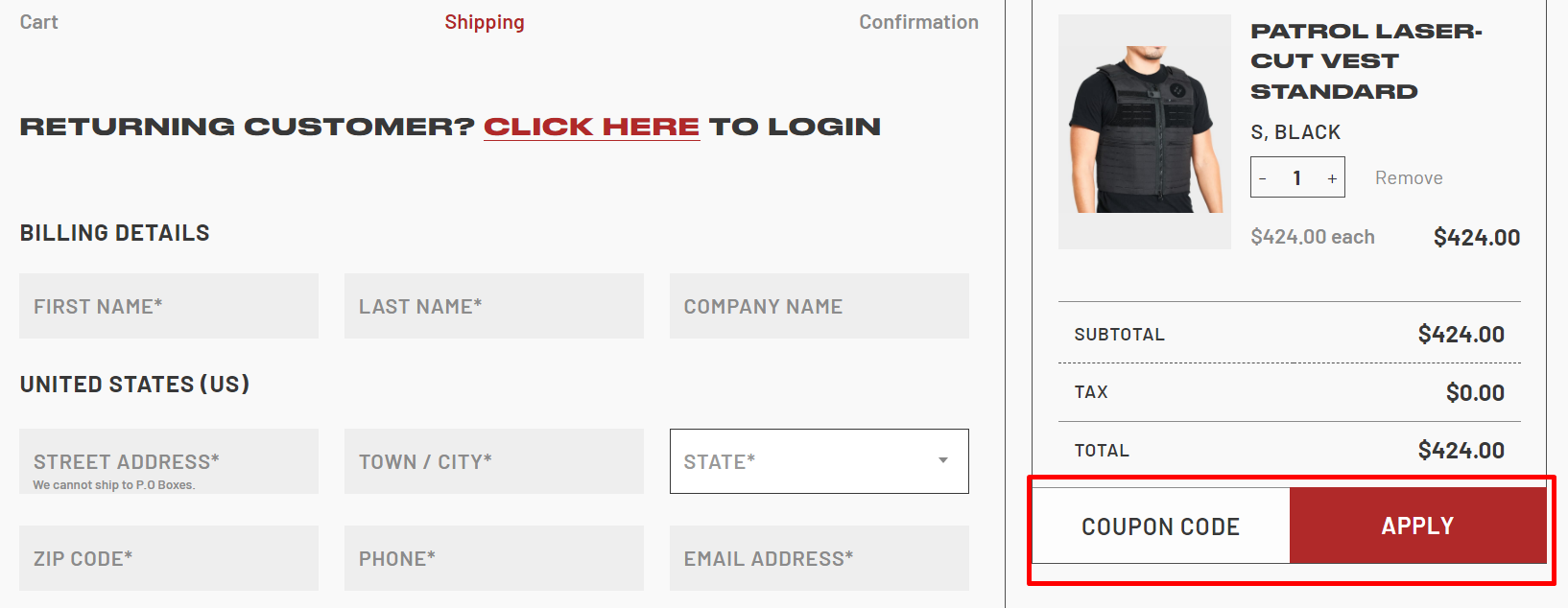How do I use my Ace Link Armor coupon code?