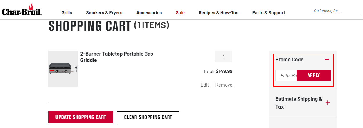 How do I use my Char-Broil promo code?