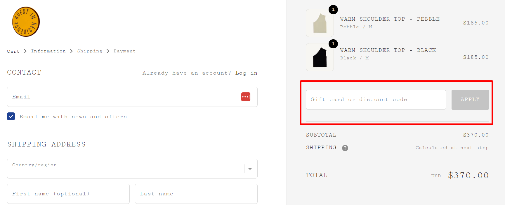 How do I use my Guest In Residence discount code?