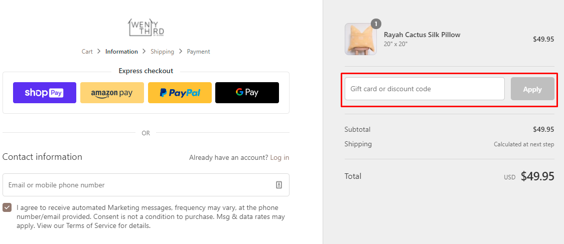 How do I use my Twenty Third By Deanne discount code?