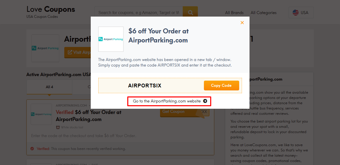 airportparking.com website