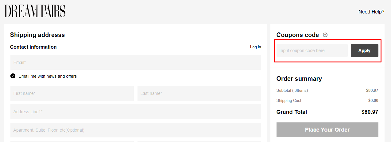 How do I use my Dream Pairs coupon code?