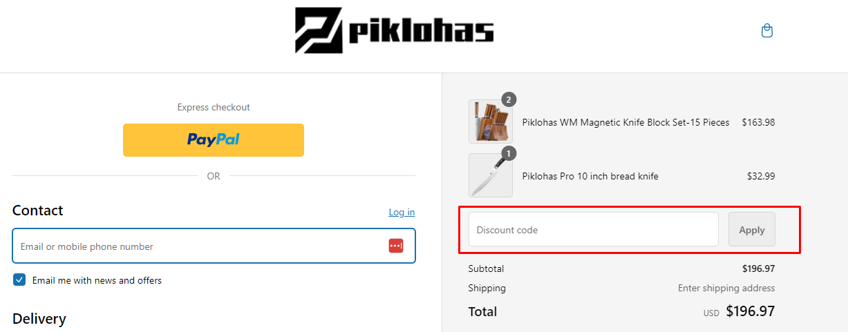 How do I use my Piklohas discount code?