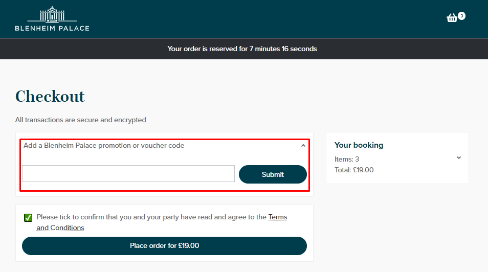 How do I use my Blenheim Palace promo code?